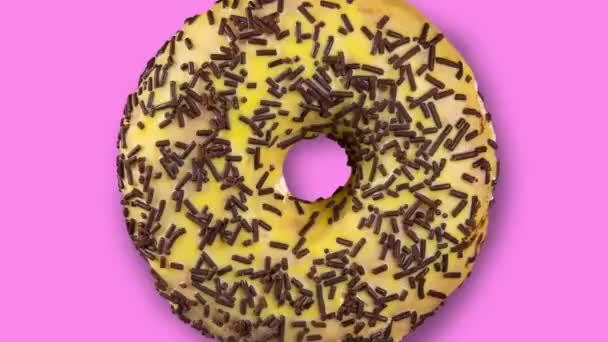 정지 모션 비디오. 여러 가지 도넛 의 꼭대기 사진. — 비디오