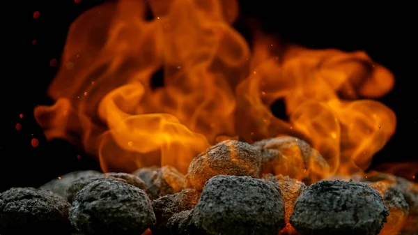 Charcoal briquettes ready for barbecue grill. — Stock Photo, Image