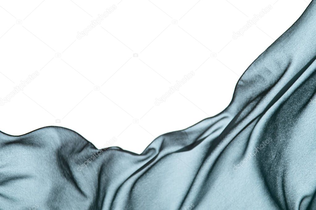 Smooth elegant transparent cloth separated on white background.
