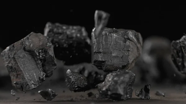 Textura de carvão preto fundo, close-up. — Fotografia de Stock