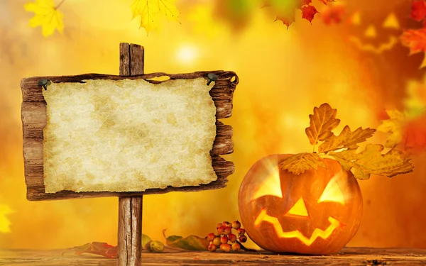 Scary jack o lantern halloween background — Stock Photo, Image