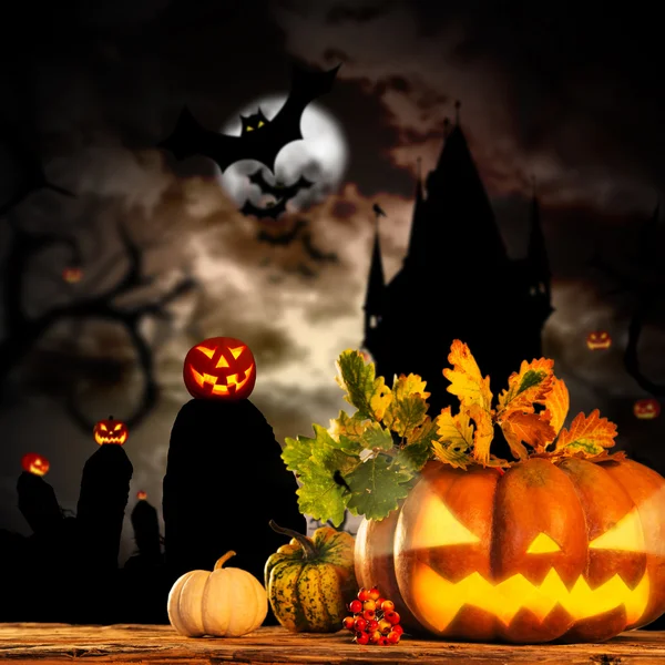 Scary jack o lantern halloween background — Stock Photo, Image