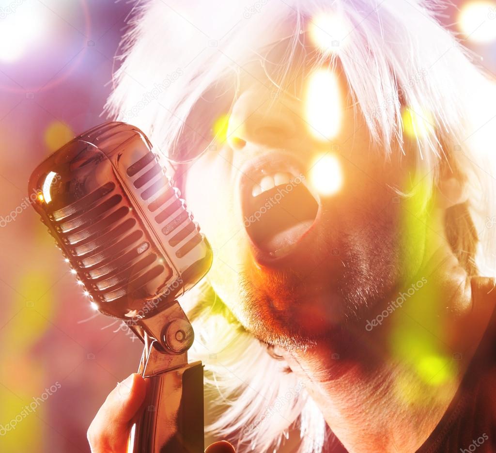 Rock singer screaming