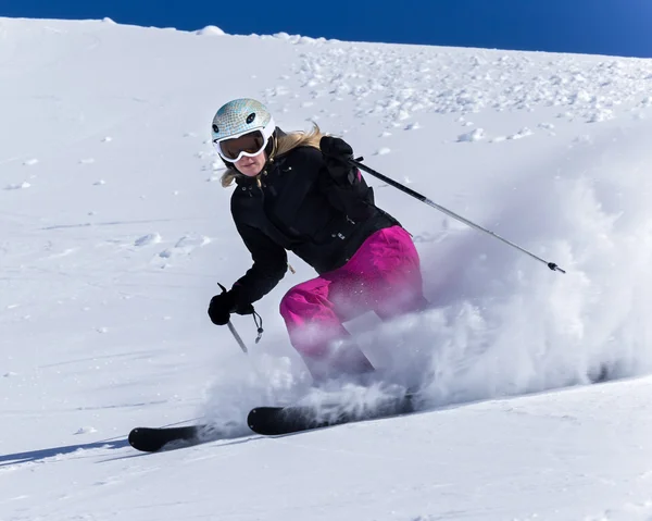 Skier in high mountains — Stock Photo, Image