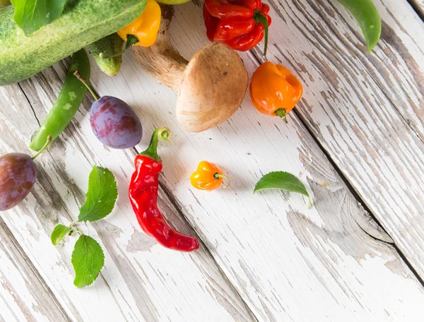 Healthy organic vegetable on wooden table