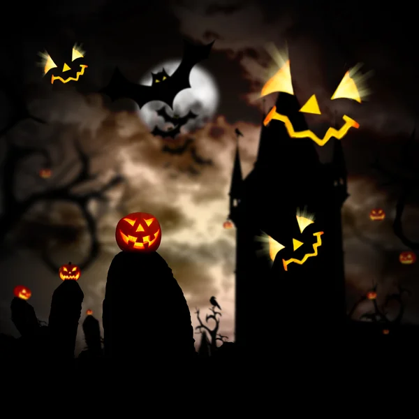Fond effrayant Jack o lanterne Halloween — Photo