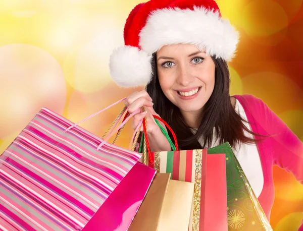 Mladá krásná žena, vánoční nákupy. — Stock fotografie