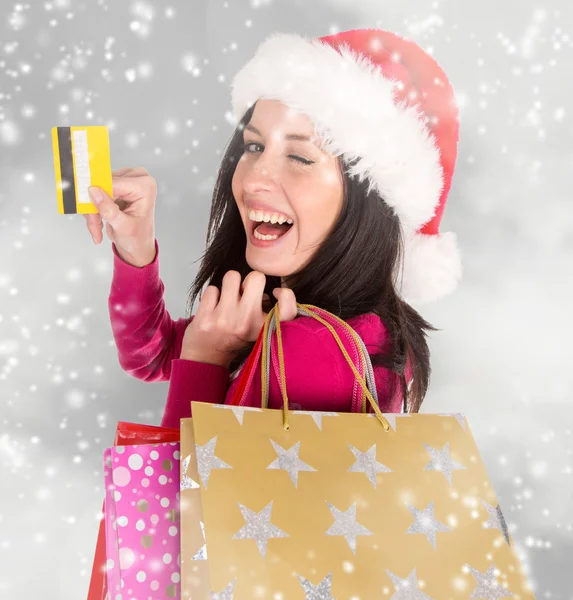 Jovem mulher bonita, compras de Natal . — Fotografia de Stock