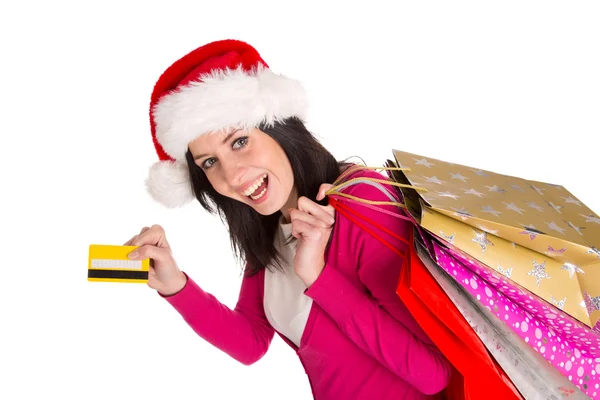 Young beautiful woman, Christmas shopping. — Stock Photo, Image