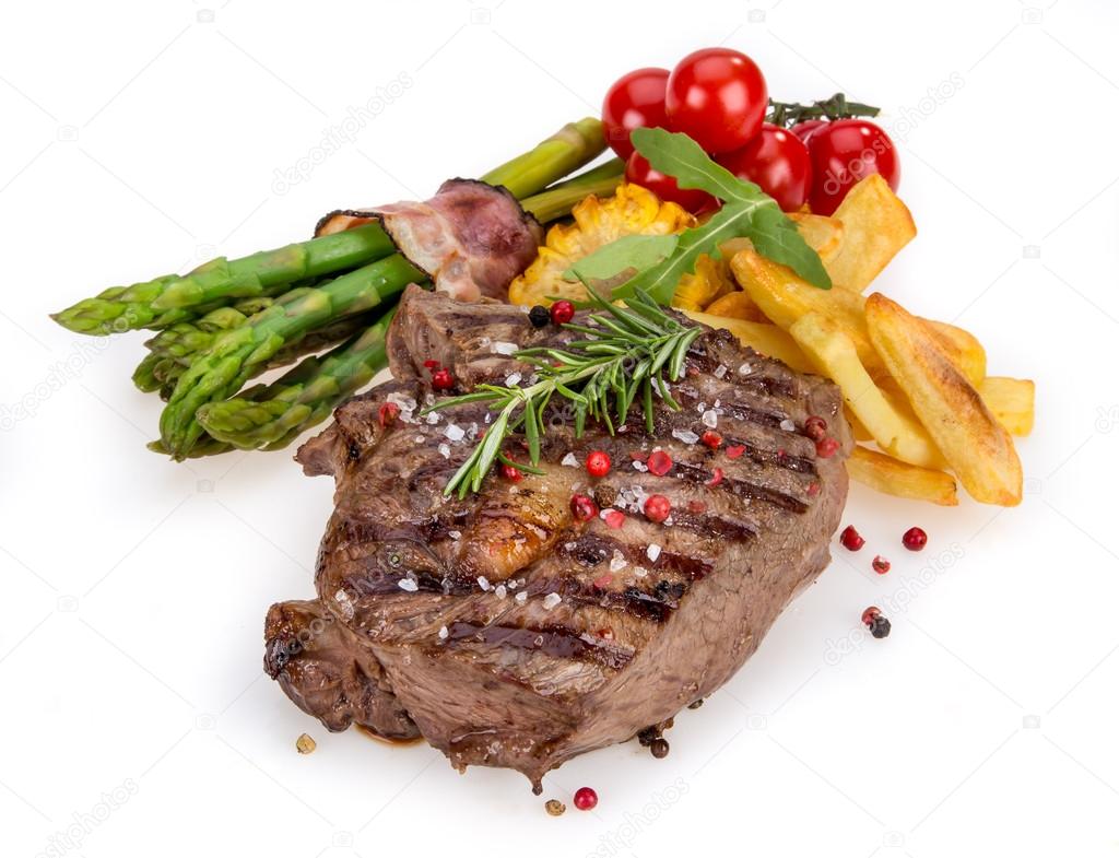 Beef steak on white background