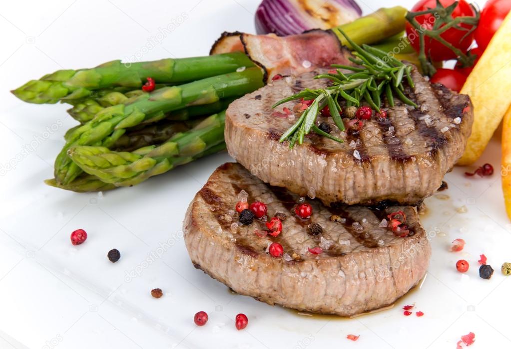 Beef steak on white background