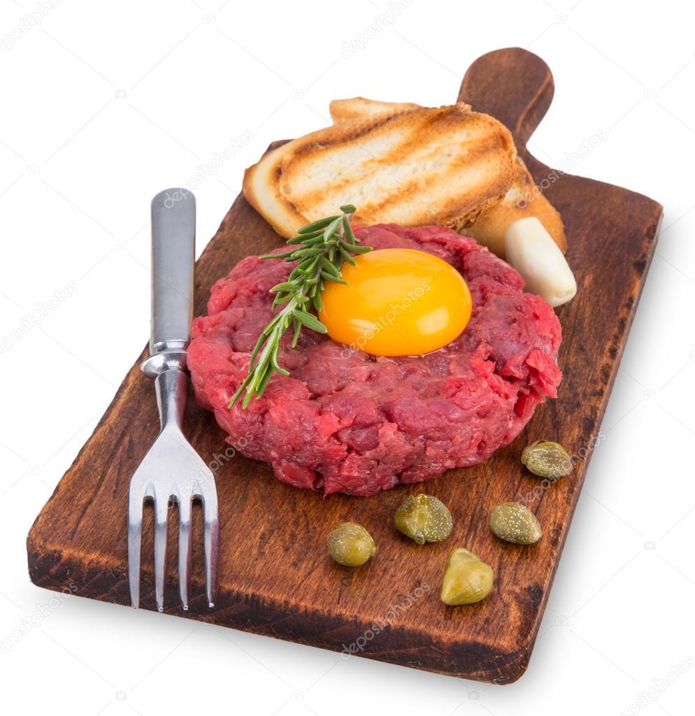 fresh beef tartar with egg