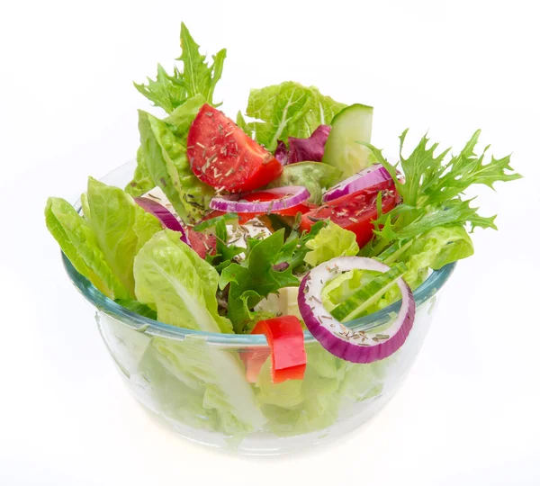 Fresh tasty salad over white — Stock Photo, Image