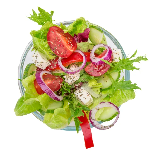 Salada saborosa fresca sobre branco — Fotografia de Stock