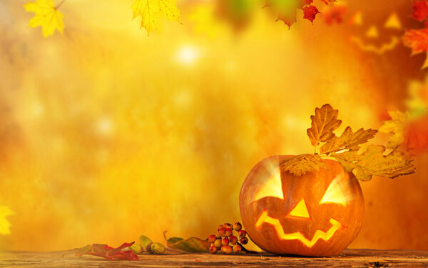 Scary jack o lantern halloween background