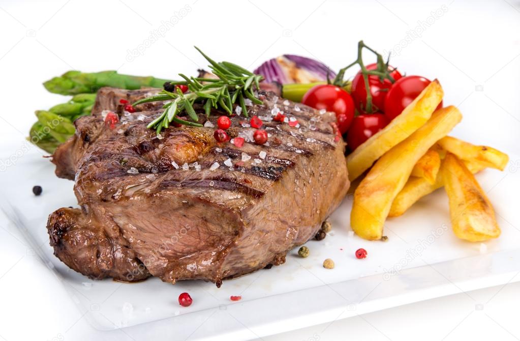 Beef steak on white background