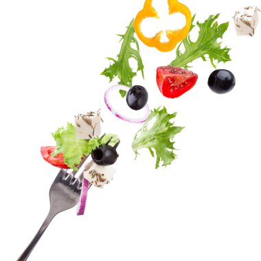 taze salata, sebze malzemeler uçan ile