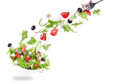 taze salata, sebze malzemeler uçan ile