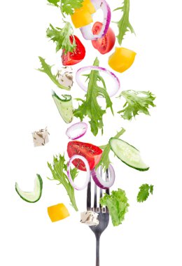 taze salata, sebze malzemeler uçan ile