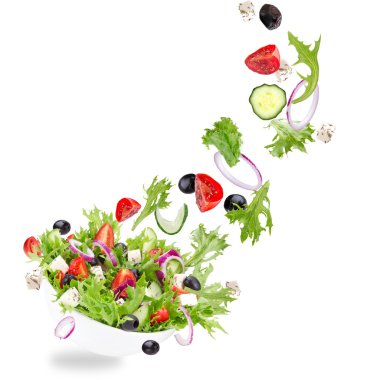 taze salata, sebze malzemeler uçan ile