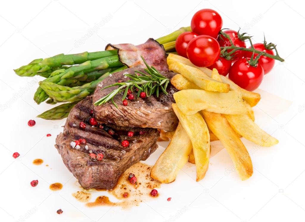 Beef steak on white background