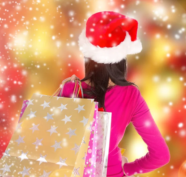 Joven hermosa mujer, compras de Navidad . — Foto de Stock