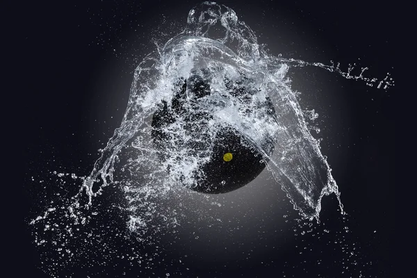 Water splash with sport ball — Stock Photo, Image