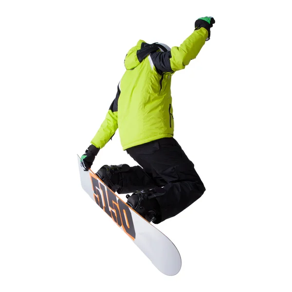 Snowboarder no salto isolado — Fotografia de Stock