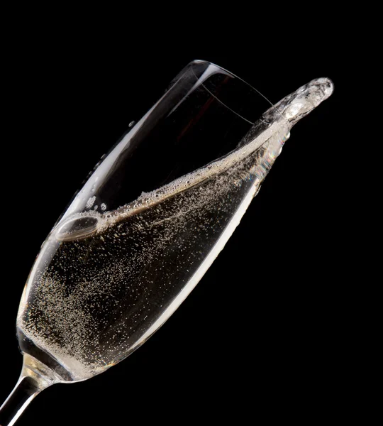 Champagne flutes on black background — Stock Photo, Image