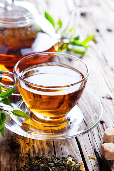 Transparent cup of green tea — Stock Photo, Image