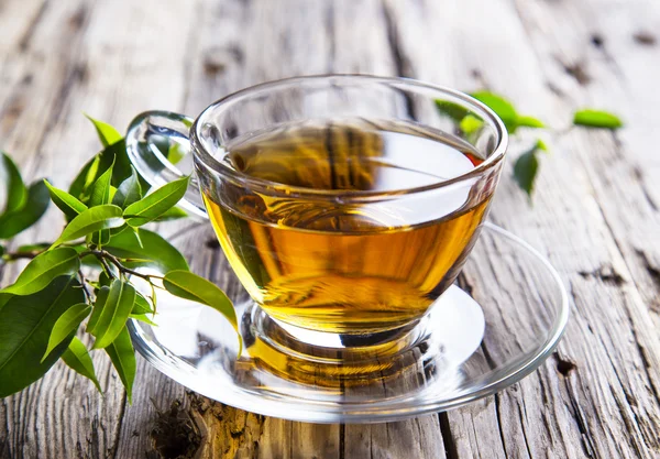 Przezroczyste filiżankę zielonej herbaty — Zdjęcie stockowe