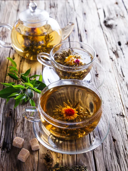 Transparent cup of green tea — Stock Photo, Image