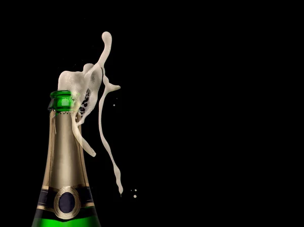 Champagne explosion on black background — Stock Photo, Image