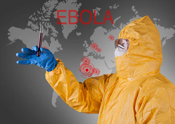 Scientist with protective suit, ebola concept. — Stock Photo, Image