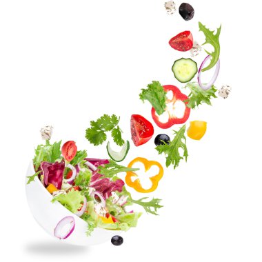 taze salata, sebze malzemeler uçan ile