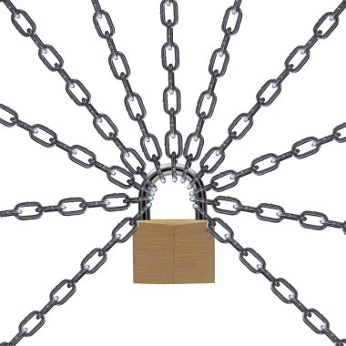 Metal chain and padlock clipart