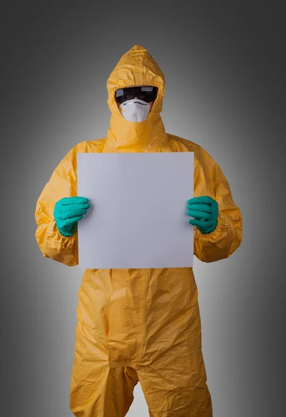 Scientist with protective yellow suit — Stock Photo, Image