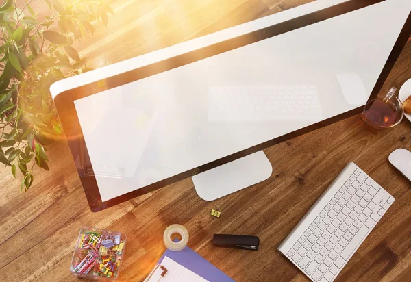 Office workplace with wooden desk. — Stock Photo, Image