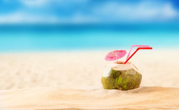 Sommer-Kokos-Cocktail am Strand — Stockfoto