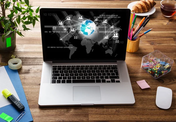 Office workplace with wooden desk. — Stock Photo, Image