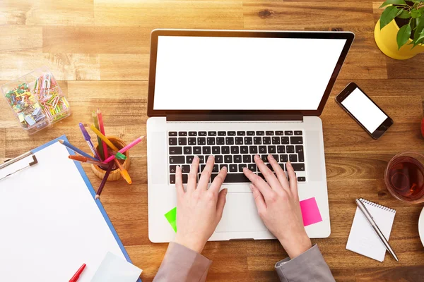 Office workplace with wooden desk. — Stock Photo, Image