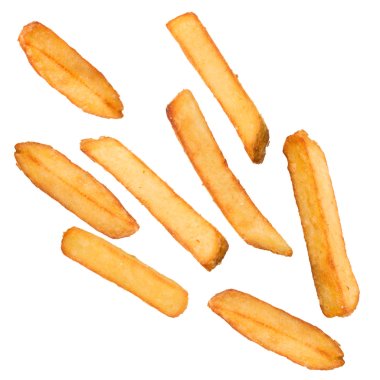French fries in freeze motion