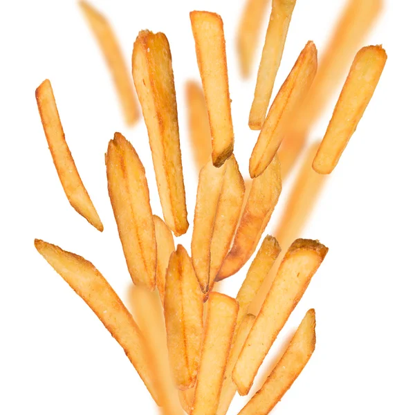 Pommes frites i frysa rörelse — Stockfoto