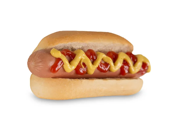 Hot dog con senape e ketchup. — Foto Stock