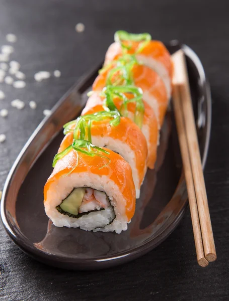 Conjunto japonês de sushi de frutos do mar — Fotografia de Stock