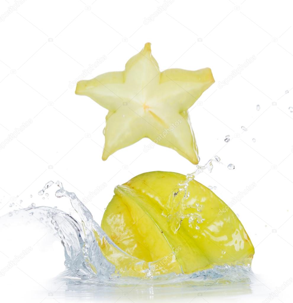 Fresh star fruit with splash