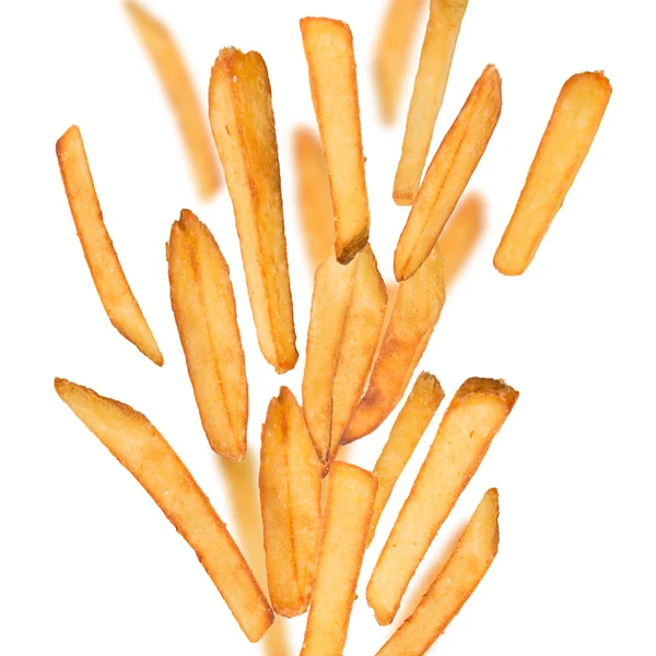 Pommes frites i frysa rörelse — Stockfoto