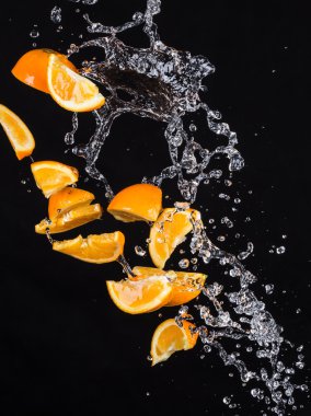 Orange with water splash clipart