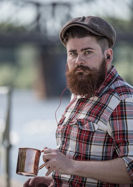 Big moustache hipster — Stock Photo, Image