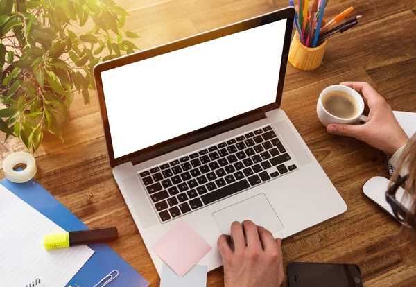 Posto di lavoro con notebook — Foto Stock